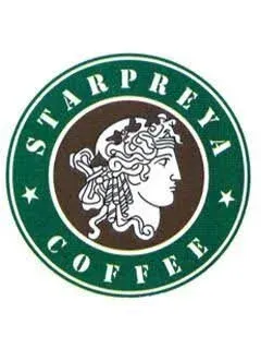 Starpreya coffee logo similar to Starbucks siren logo