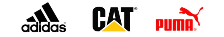 Adidas, Caterpillar and Puma combined word and logo trademark examples