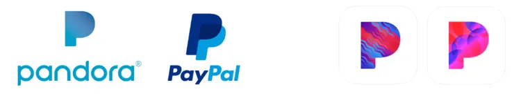 PayPal and Pandora app logos showing similar blue P designs