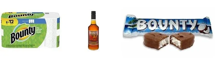 BOUNTY trademark registrations for paper towels, rum and chocolate in different classes